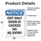 Signmission Exit Sign, Vinyl Decal, 10 in W, 14 in H, Exit Only Door Is Locked No Re-Entry OS-2PACK-NS-D-1014-V-12227 - alternate 5